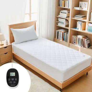 HOMTEC Colchão aquecido tamanho completo, 12 níveis de aquecimento, desligamento automático de 1 a 12 horas, função de pré-aquecimento e memória, capa de colchão elétrico lavável na máquina