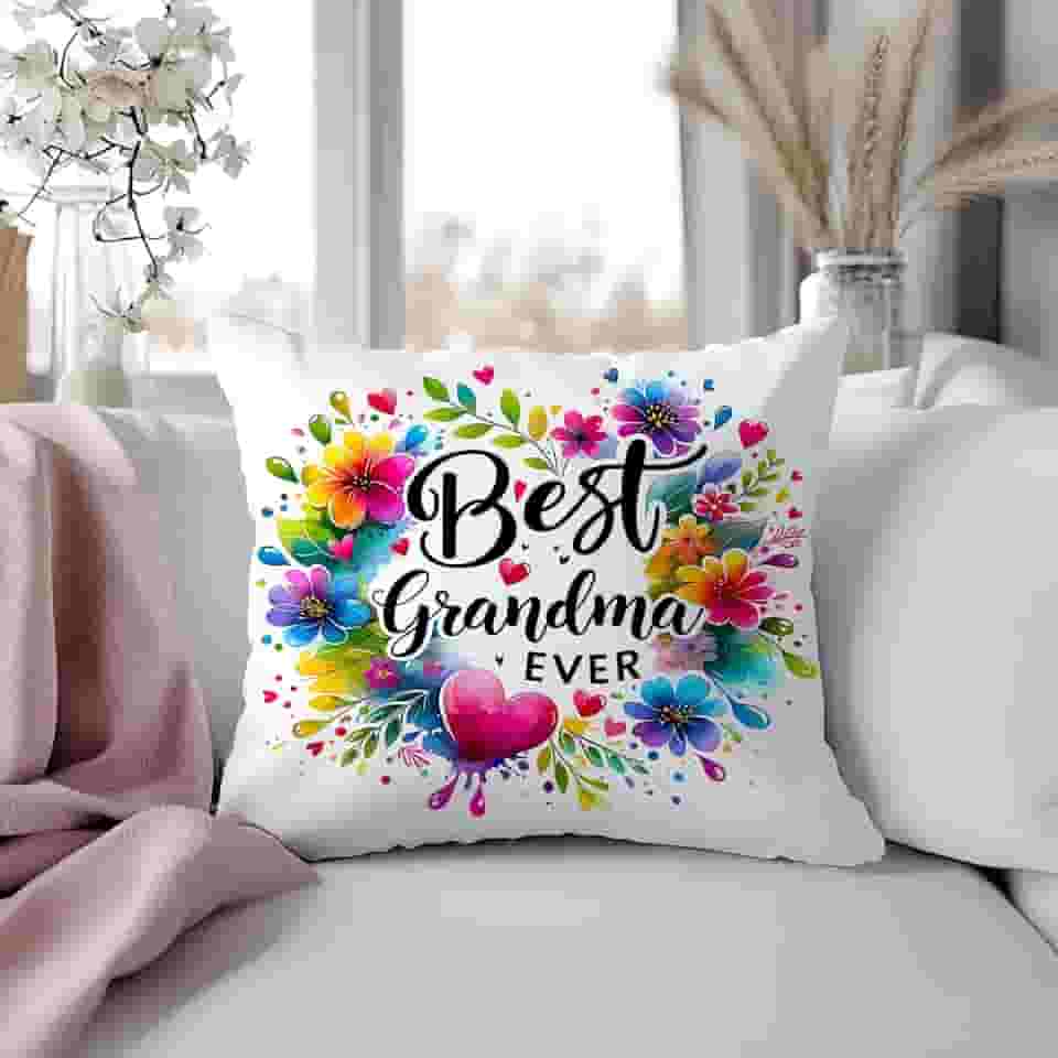 Capas de almofada Best Grandma Ever Gifts 45,7 x 45,7 cm, presentes para avó para aniversário de dia das mães, aniversário, decoração floral para avó, fronhas