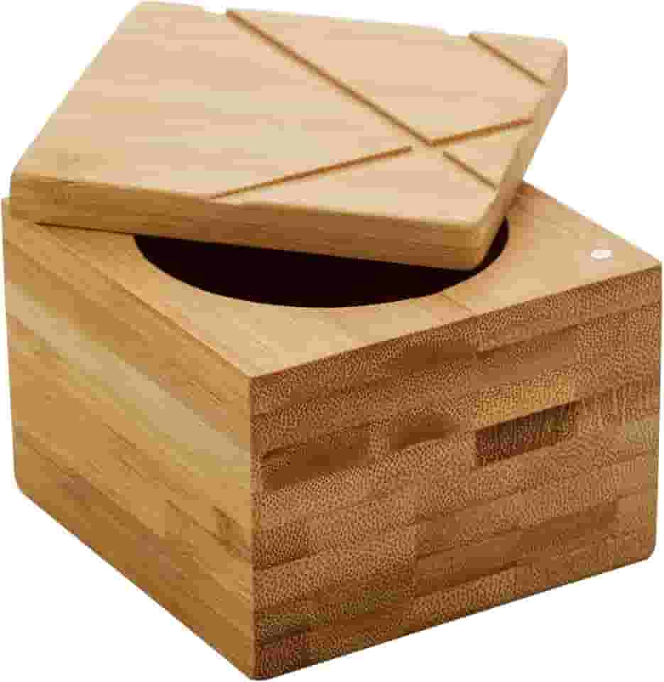 LYOR - Saleiro Quadrado de Bambu com Tampa 9cm x 9cm x 7cm