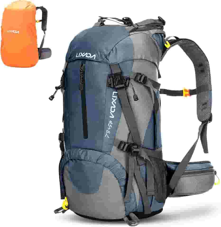 ERYUE Mochila de Escalada, 50L Resistente à Água, Desporto ao Ar Livre, Caminhadas, Camping, Viagem, Mochila com Capa de Chuva