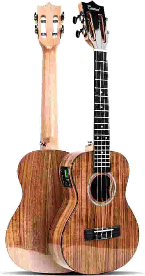 Caramel Ukulele elétrico acústico tenor acácia sólida brilhante de 66 cm