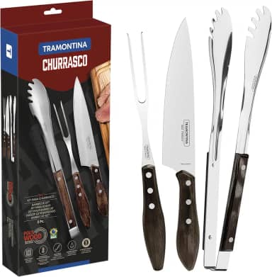 Jogo para Churrasco de Inox Polywood 3 Peças - Tramontina