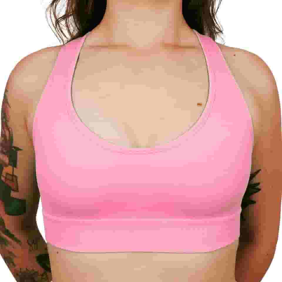 Top Academia Fitness Sem Bojo Alta Sustentação Sem Costura Nadador Canelado Poliamida Elastano Selene