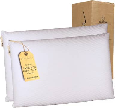 Kama Travesseiro Viscoelástico Premium Original Coolfoam® Classic, Hipoalergênico, Capa Removível (02, Médio 12cm)