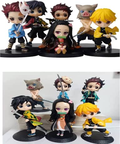 Action Figure Kit 6 Peças Kimetsu No Yaiba Qposkets Lindos