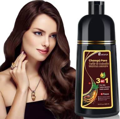 KAISASA Shampoo de tintura de cabelo 3 em 1 shampoo instantâneo para cabelo tintura de cabelo ingredientes herbais para mulheres e para mim capa de xampu tintura de cabelo cinza branco em minutos marrom 500ML de grande capacidade