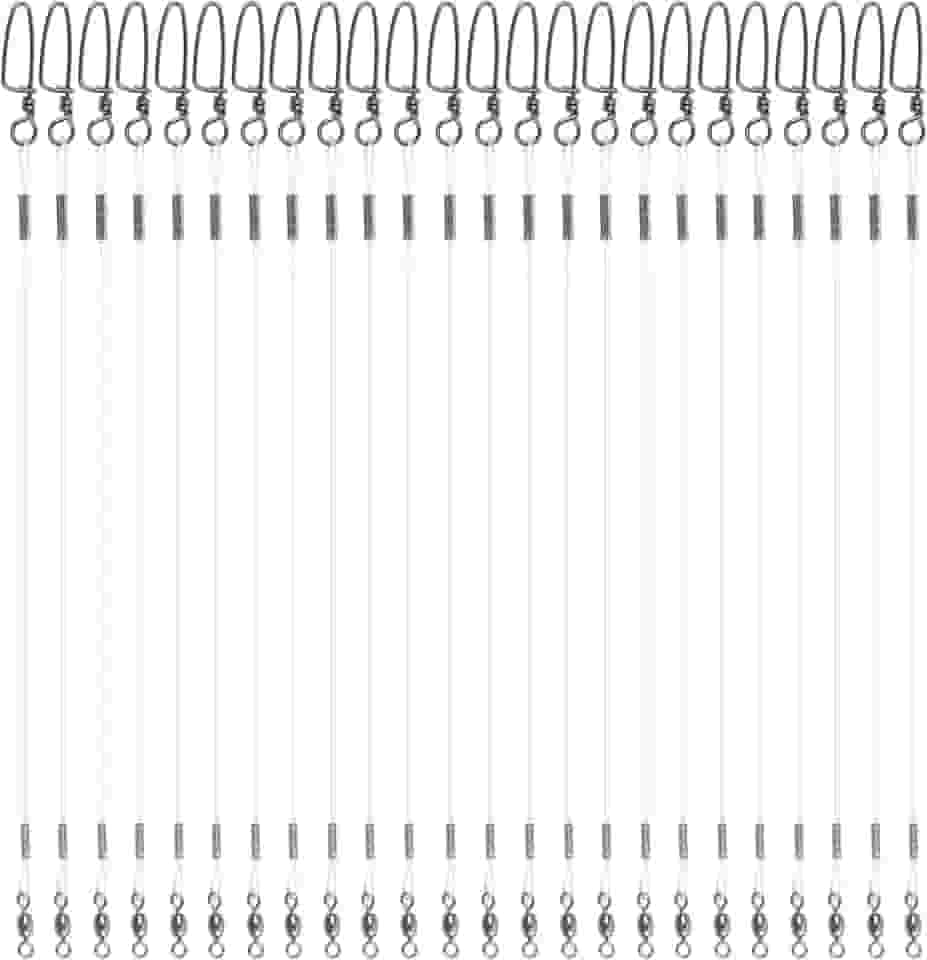 Líder de fio de pesca de fluorocarbono, 24 peças líderes de fluorocarbono com kit de encaixe giratório Linha líder de pesca de alta resistência para água salgada água doce 9 kg - 22,7 kg