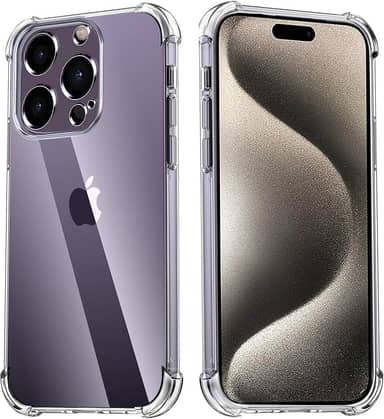 USTIYA Capa para iPhone 15 Pro Max 6,7 polegadas Uso Resistente Bumper de Absorção Choques em TPU Transparente Protector Câmera com Espessamento nas Quatro Pontas da Carcasa