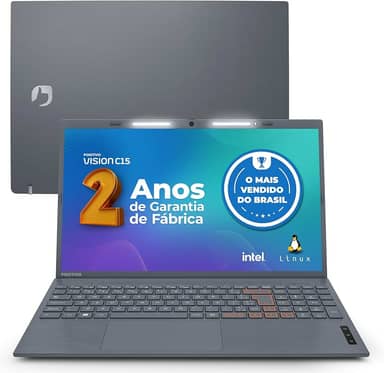Notebook Positivo Vision C15 Lumina Bar Celeron, 8GB 128GB eMMC, Tela 15 polegadas HD Antirreflexo, Linux, Tecla Link, Cinza - 2 ANOS DE GARANTIA