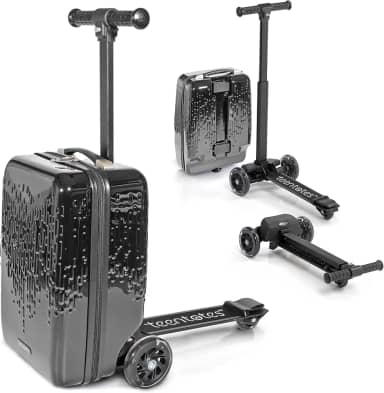 Bagagem infantil 4 em 1 – mala removível e bagagem de mão – Scooter de viagem dobrável com guidão e freio ajustáveis