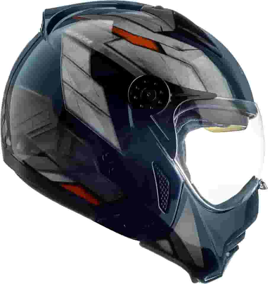 Peels Capacete Aberto Moto com Queixeira Removível e Óculos Solar Interno Mirage Steel Azul/Laranja 58