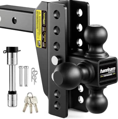 HANDNAM Engate de reboque ajustável, engate de reboque com queda/elevação de 15 cm para caminhão (GTW de 7,5 kg), engate de queda ajustável para receptor de 5 cm, engates de reboque com travas duplas