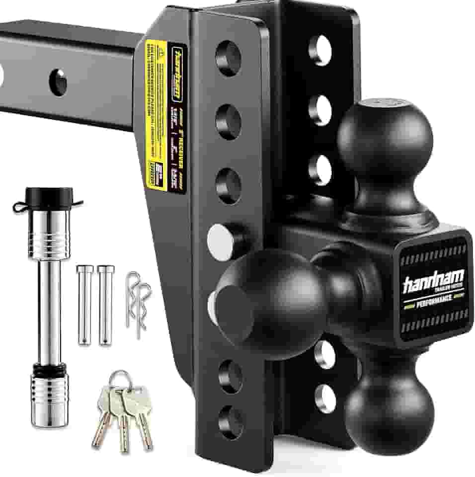 HANDNAM Engate de reboque ajustável, engate de reboque com queda/elevação de 15 cm para caminhão (GTW de 7,5 kg), engate de queda ajustável para receptor de 5 cm, engates de reboque com travas duplas