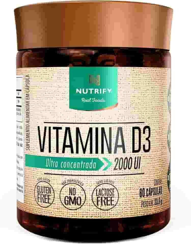 Nutrify - Vitamina D3 60 Caps - 50 mcg por Cápsula - Saúde Óssea e Imunidade - Sem Glúten