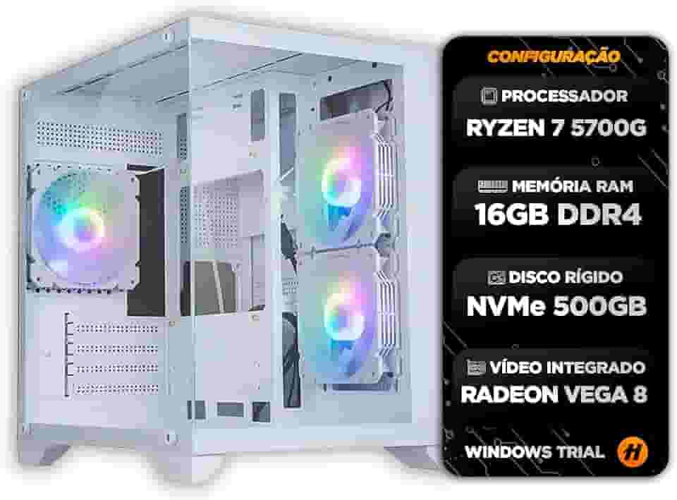PC Gamer Hertz, Ryzen 7 5700G, Radeon™ Graphics Vega 8, 16GB Ram, Nvme 500GB, Gabinete RGB