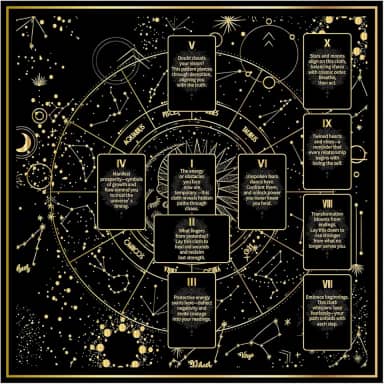 BOXOB Toalha de mesa de tarô, pano de altar de 63 x 63 cm, tecido de adivinhação sagrada, estampa dupla face, tapete de tarô para leitura de cartas, bruxaria, cristais, suprimentos de rituais