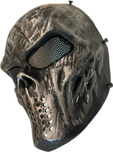 Máscara Black Silver Skull Airsoft Paintball Exclusiva Crânio Esqueleto Caveira Halloween Cosplay Tática Proteção