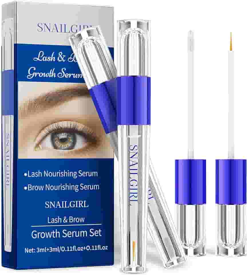 Kean Beauty Conjunto de soro para crescimento de cílios e sobrancelhas – Fórmula natural de biotina para melhorar cílios e sobrancelhas – 3 ml x 2 – Fórmula suave para pele sensível, nutritiva e