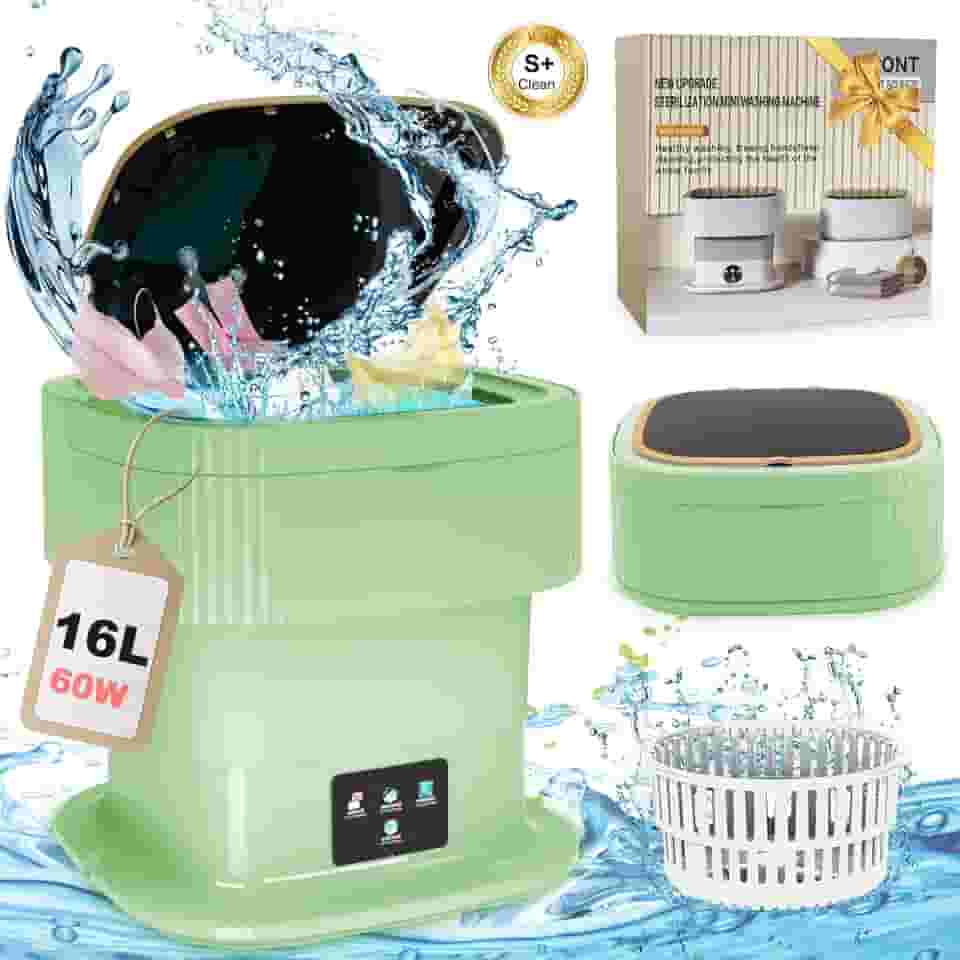 Mini máquina de lavar portátil, lavadora de roupa pequena compacta de 11L com centrifugação, 2 em 1 dobrável Lavadora Portatil limpeza profunda para roupas íntimas, roupas de bebê, meias,