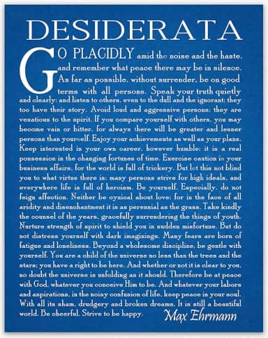 Pôster Desiderata Poema Desiderata Impressão Desiderata Poema Arte de Parede Poesia Presente de Formatura Poema Estudante Poema Presente por Max Erhmann 1927 (11 x 14, Blueprint)