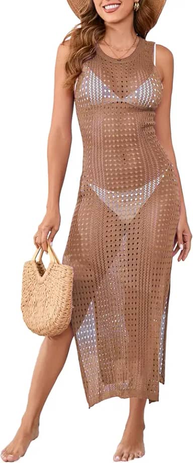 Saída de praia sexy feminina casual transparente transparente maxi vestidos para roupa de banho