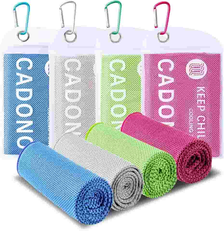 CADONO Pacote com 4 toalhas refrescantes (101,6 cm x 30,5 cm), toalha de gelo, toalha de microfibra para ioga, esporte, corrida, treino, academia, acampamento, fitness, treino e mais atividades