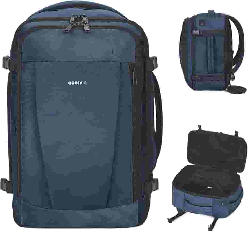 ECOHUB Mochila de viagem para itens pessoais, mochila com 13 bolsos, bolsas de mão para aviões