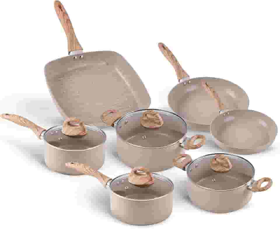 Brinox, Jogo de Panelas 7 peças Smart Plus Areia indução Brinox