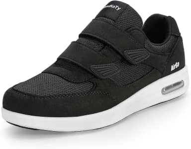 Tênis ortopédico feminino ajustável para diabéticos | Fascite plantar/pés inchados/joanetes | Tamanho largo 35-43, Preto/branco, 9.5 Wide