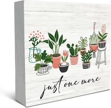 SRADMO Presentes para amantes de plantas, apenas mais uma placa de caixa de madeira de planta de casa, decoração de mesa, presentes de jardineiro, tema de plantas, caixa de bloco de madeira, decoração