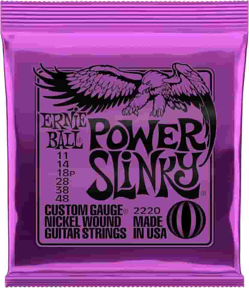 Cordas para guitarra elétrica Ernie Ball Power Slinky Nickel Wound, calibre 11-48