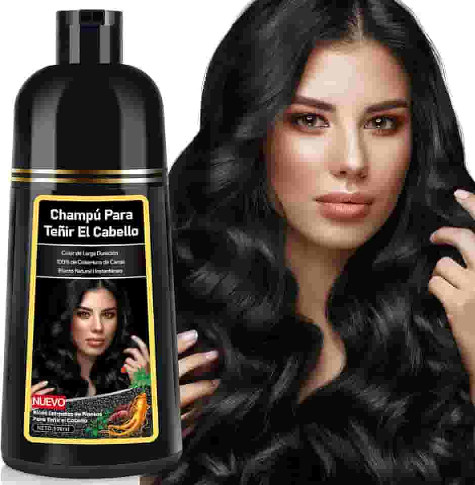 KAISASA Shampoo de tintura de 3 em 1 Preto 500ml - shampoo instantâneo para de ingredientes herbais para mulheres e para homens e mulheres capa de xampu de cinza branco em minutos