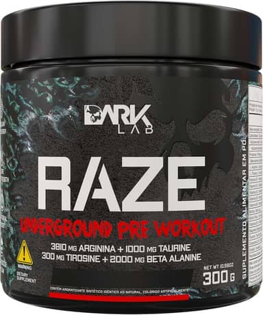 Pré-Treino Raze Underground Dark Lab, 300g, Pré-Treino, Melancia, Sem Cafeína