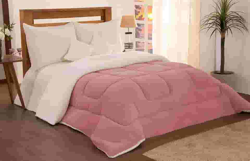 Edredon Coberdrom King Size Sherpa com Soft Rose