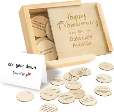 Presentes de aniversário de 1 ano para namorado - 1º presente de aniversário para casal, presente de aniversário de um ano para namorada ele e ela homens, primeiro casamento para marido esposa, caixa noturna de data de madeira