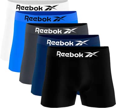 Kit 5 Cuecas Boxer Reebok Microfibra Sem Costura Conforto Elasticidade
