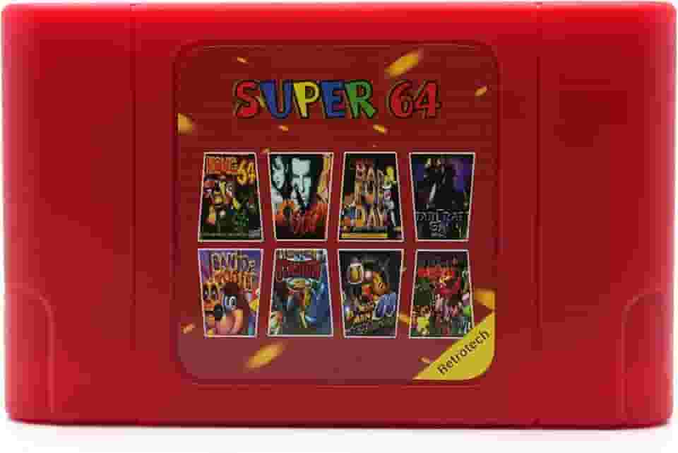 Retrotech Super 64 Plus 340 In 1 Multi Game Cartridge For Nintendo N64 Video Game Console