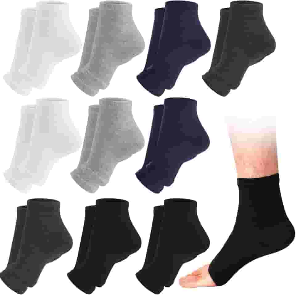 10 Pairs Men Toeless Socks Open Toe Flip Flop Pedicure Socks for Sandals Running Yoga Spa