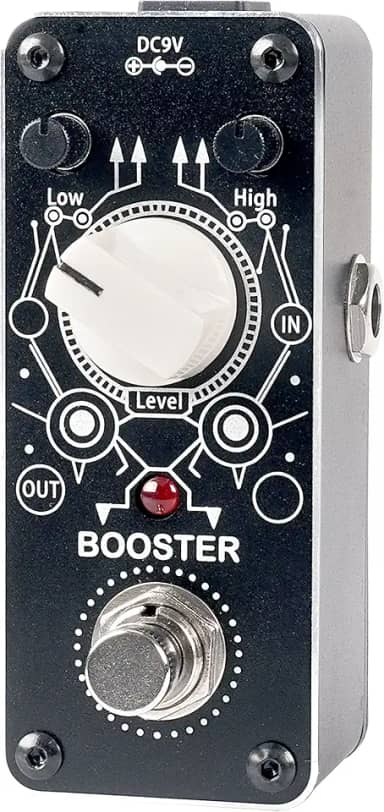 Sondery Pedal Boost para Guitarra Elétrica E Baixo, Mini Pedal Booster Clean, True Bypass, Mais Ou Menos 14Db de Mudança para Frequências Abaixo de 250Hz Ou Acima de 1Khz, Pedal Art Design Series