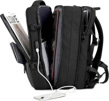 IceSelect Mochila de Viagem Expansivel Grande Masculina Feminina,Mochila Avião para Notebook 17,Executiva,Antifurto,Reforçada,USB,Impermeável,Escolar,Faculdade,Trabalho,Presente