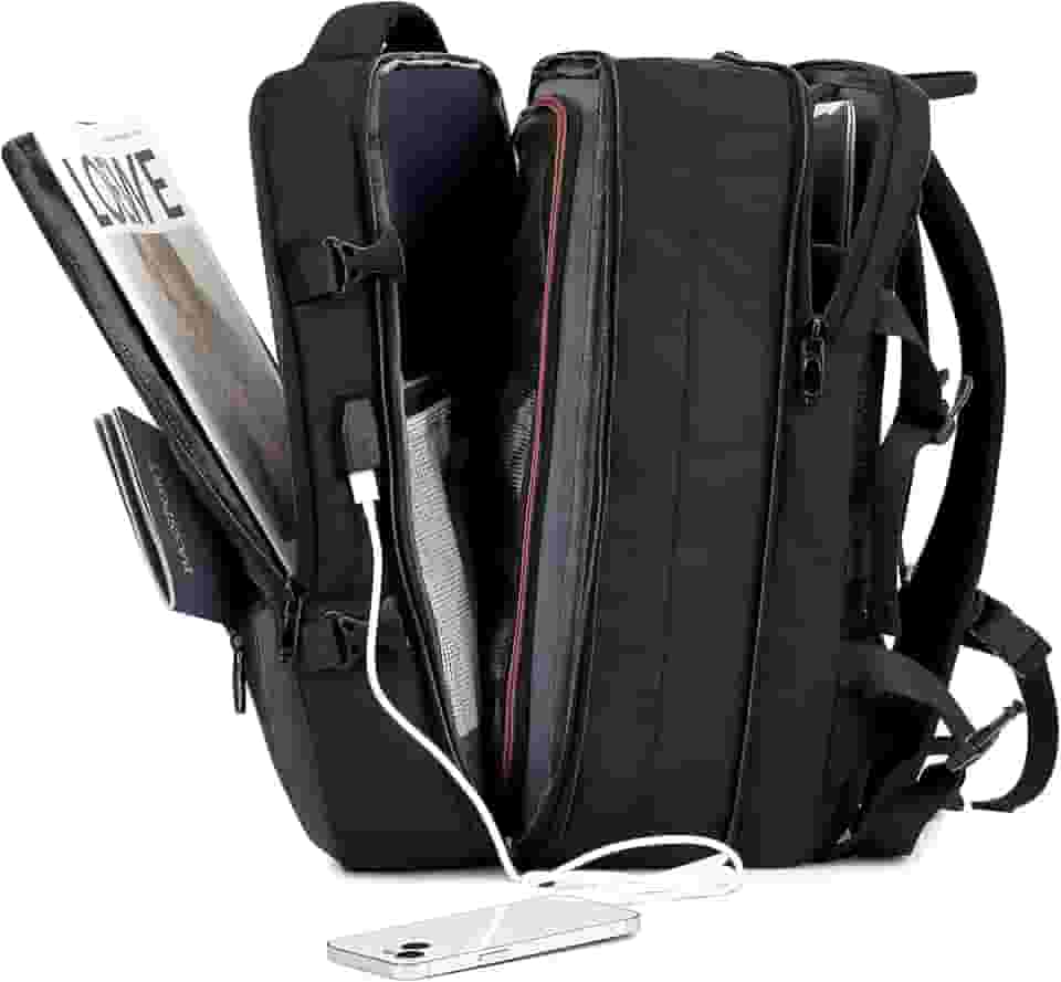 IceSelect Mochila de Viagem Expansivel Grande Masculina Feminina,Mochila Avião para Notebook 17,Executiva,Antifurto,Reforçada,USB,Impermeável,Escolar,Faculdade,Trabalho,Presente