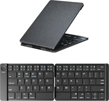 ROCK&ROWN Teclado Bluetooth dobrável – Teclado portátil sem fio com teclado dobrável, ultrafino, recarregável, compatível com iOS, Android, Windows, smartphone, tablet e laptop, preto