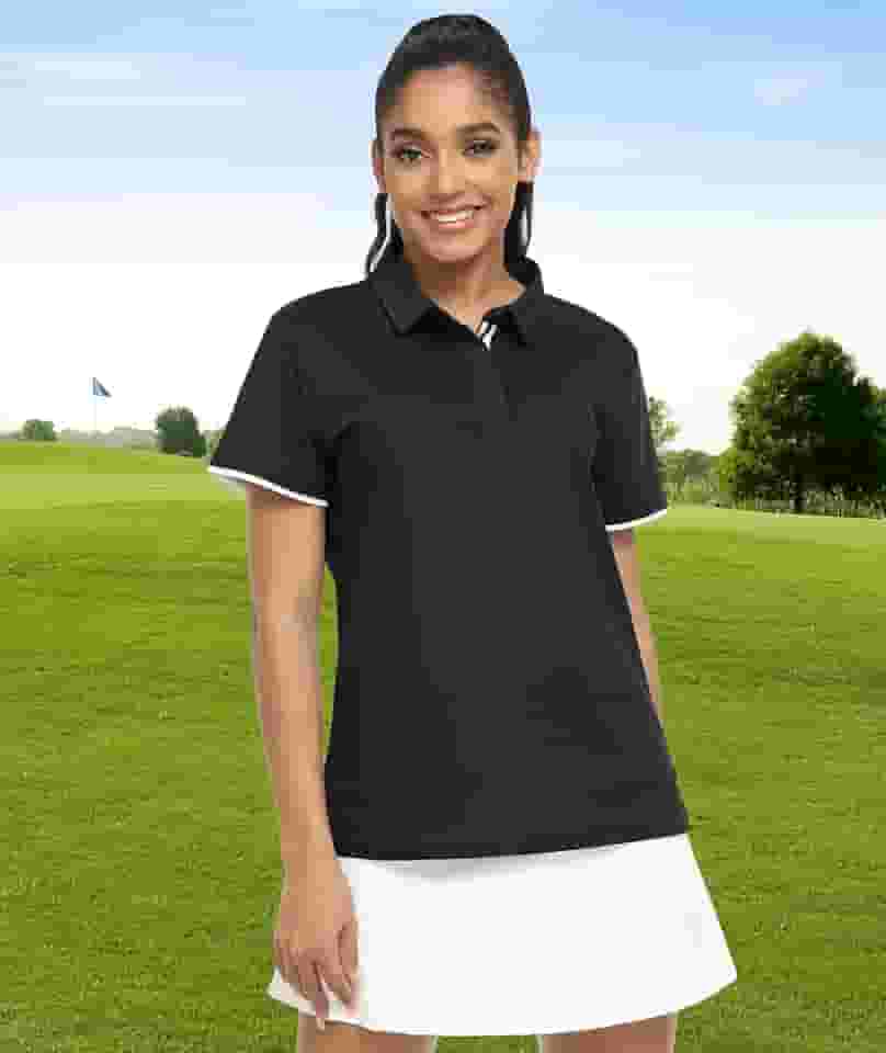 Camisa polo feminina de golfe com gola e manga curta, leve, com absorção de umidade, casual, 3 botões
