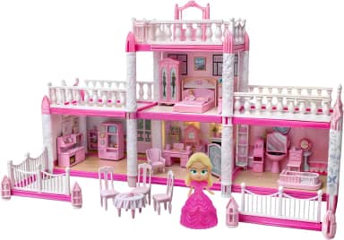 Casa Casinha de Boneca Castelinho Princesa Brinquedo Infantil 16 Móveis