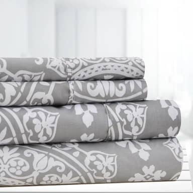 American Home Collection Conjunto de lençóis de microfibra ultramacia – dupla escovação – resistente a rugas e manchas – cabe no bolso profundo de 35,5 cm – Conjunto de 6 peças (Queen, cinza