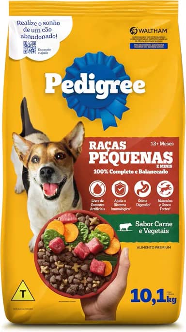 Ração Pedigree Carne e Vegetais Cães Adultos Raças Pequenas e Minis 10.1 kg