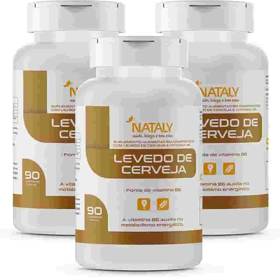 Kit Com 3 - Levedo de Cerveja 90 Comprimidos de 1000mg Nataly