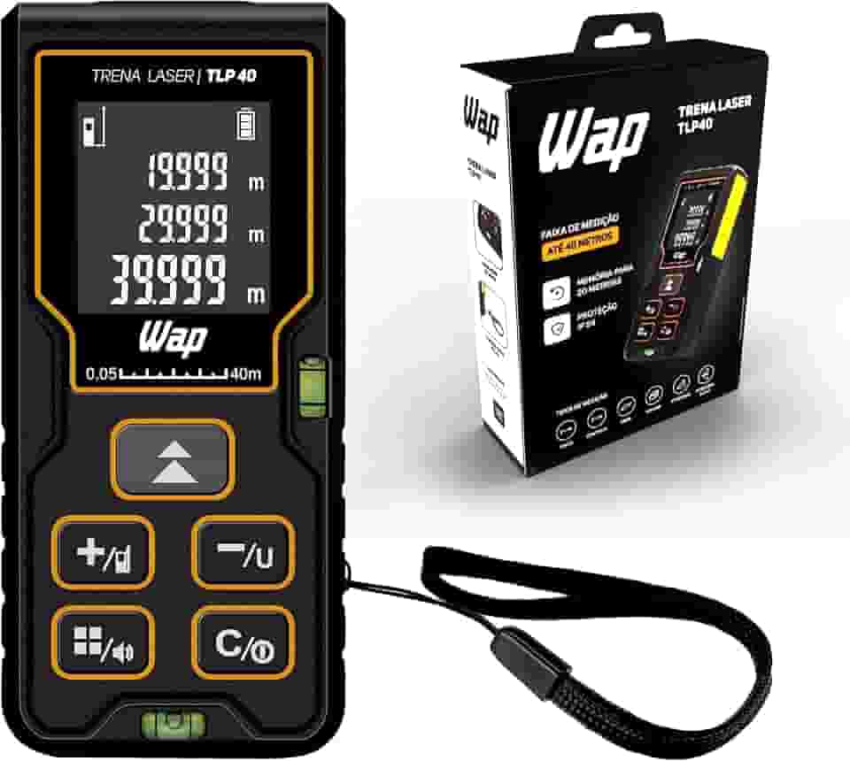 WAP Trena Digital a Laser TLP 40, Tela LCD e Desligamento Automático, 40 Metros, Resistente à Água e Impactos Baixos