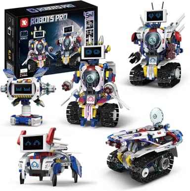 Robôs Blocos de Montar Construção Brinquedos STEM Educacional Infantil 5 em1 Com Controle Remoto e Tela de Robô de Codificação de APP 603 Peças