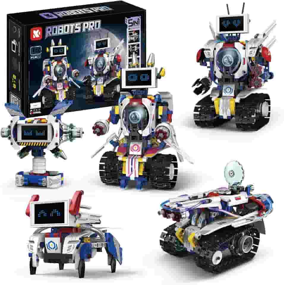 Robôs Blocos de Montar Construção Brinquedos STEM Educacional Infantil 5 em1 Com Controle Remoto e Tela de Robô de Codificação de APP 603 Peças